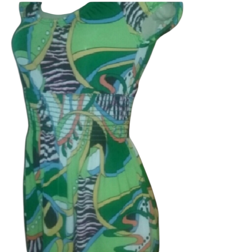 Green multi maxi dress